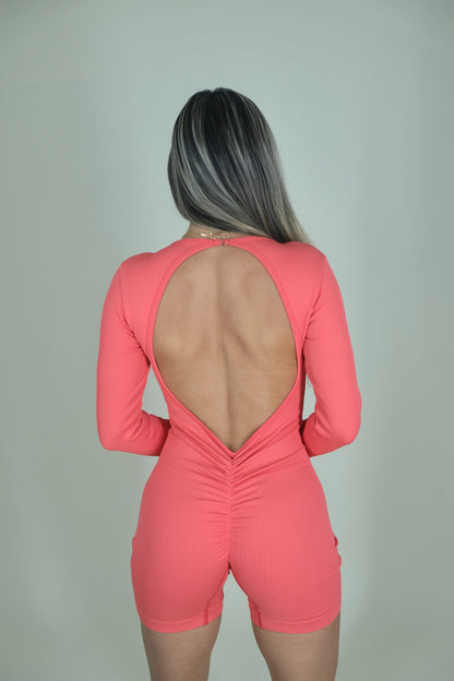 Dynamic Midnight Romper – Coral Flame