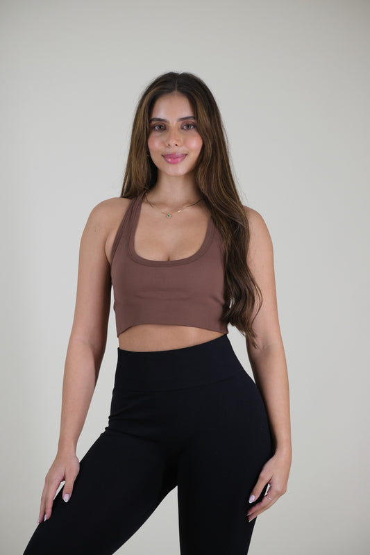 Dynamic Sculpt Crop Top – Mocha