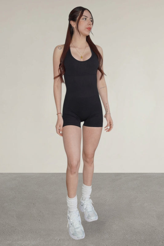 Dynamic Halter Romper - Black