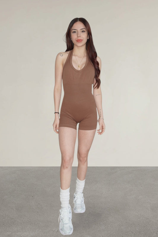 Dynamic Sculpt Romper – Cocoa Brown